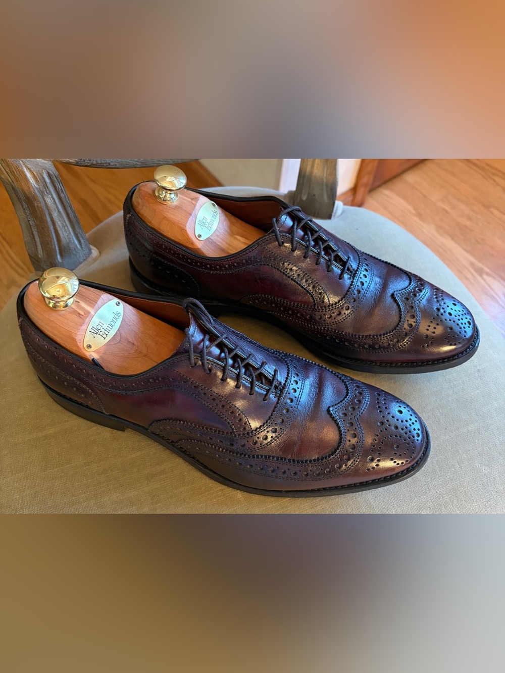 Allen Edmonds McAllister Premium Leather Wingtip Oxfords 9D Burgundy
